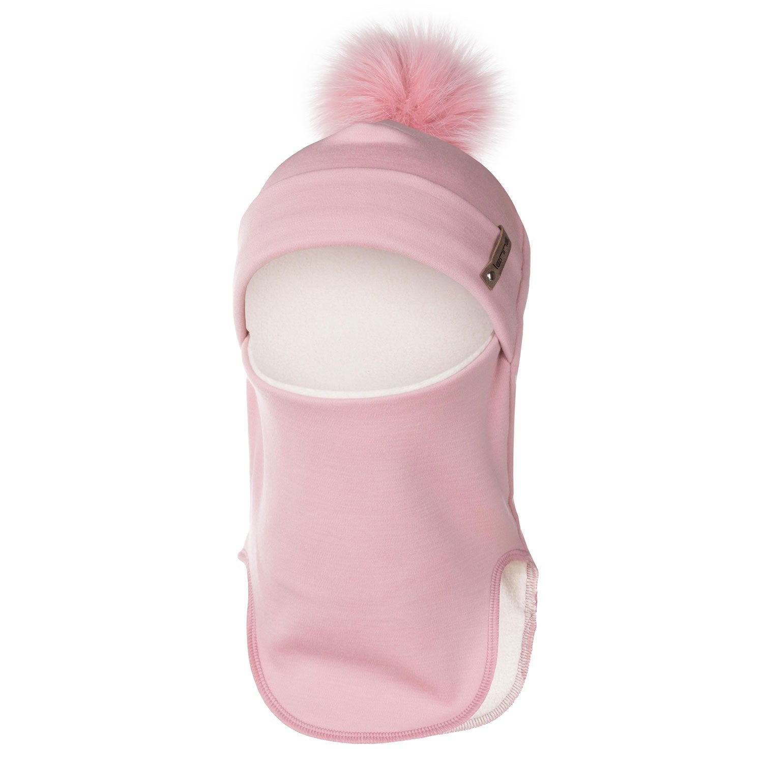 Pink Merino Wool Pom-Pom Balaclava