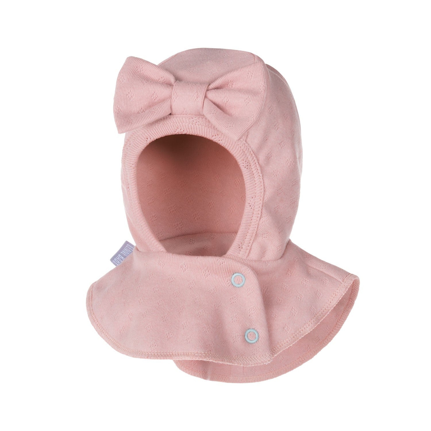 Pink Pointelle Cotton Baby Balaclava with Bow