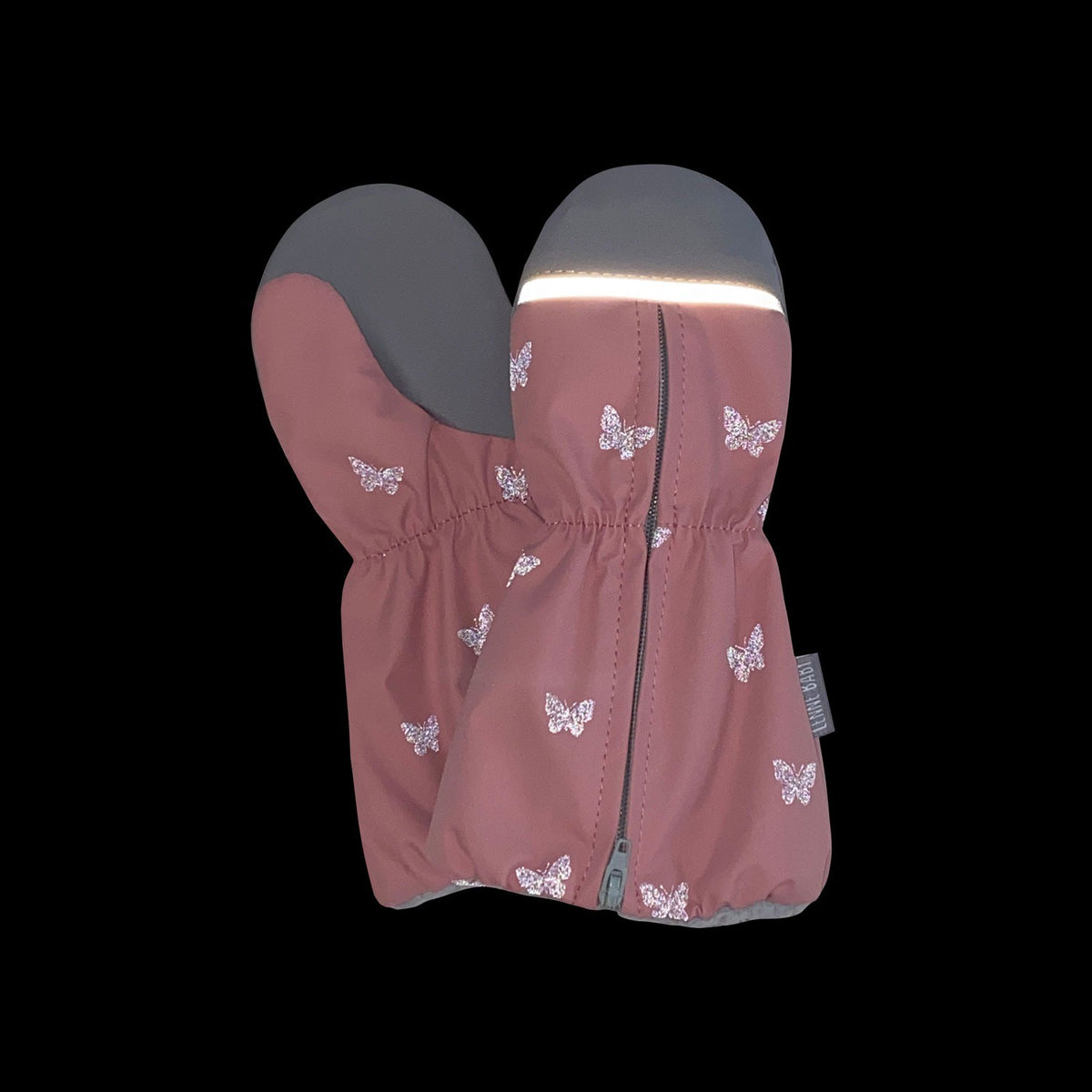 Pink Reflective Spring/Autumn Mittens with Zipper