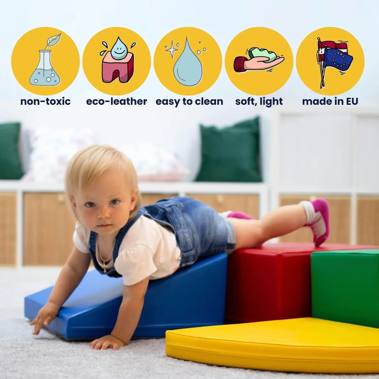 Soft Play Step and Slide Set - Beige and Grey