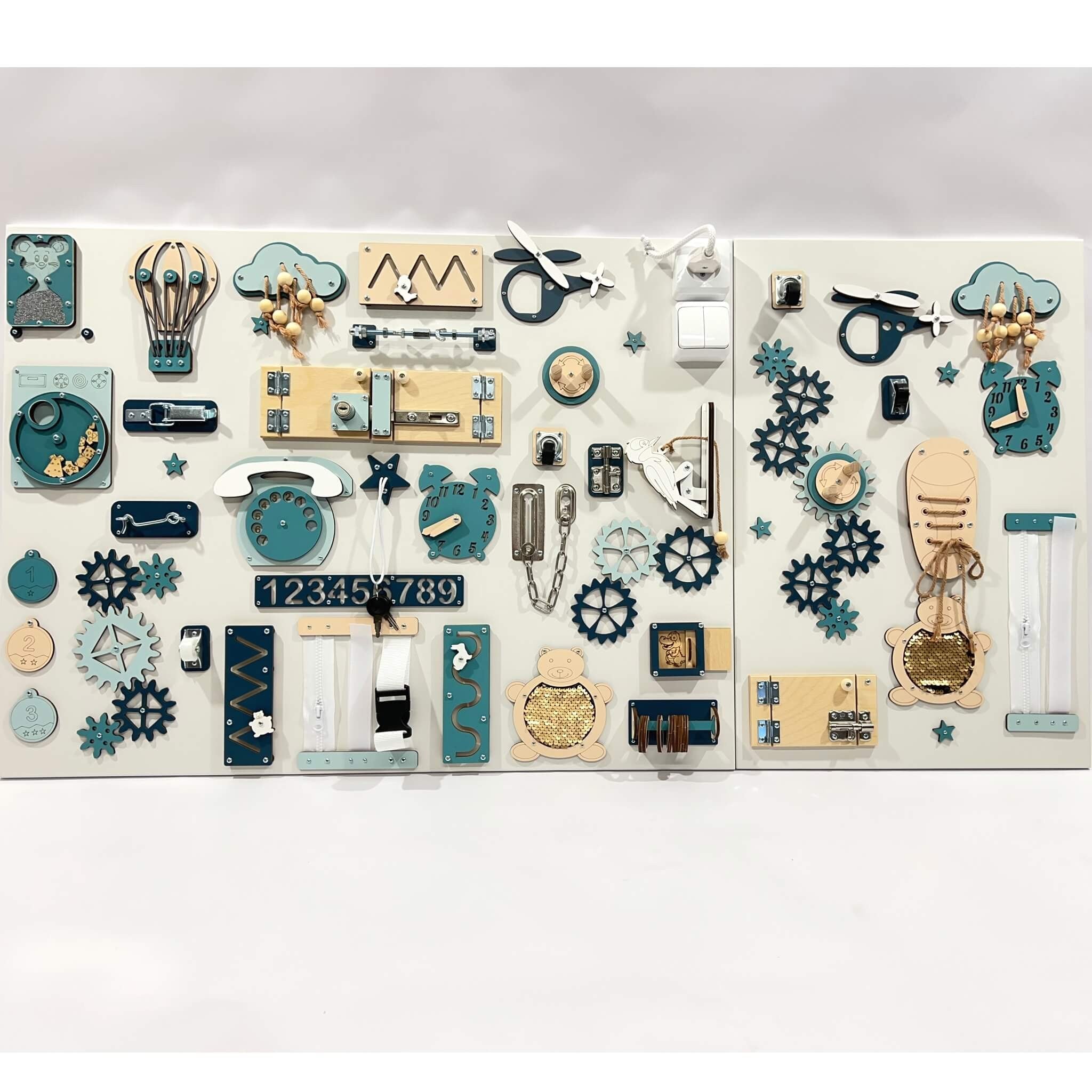 Two-piece wall activity panel (60×80 + 60×39 cm)