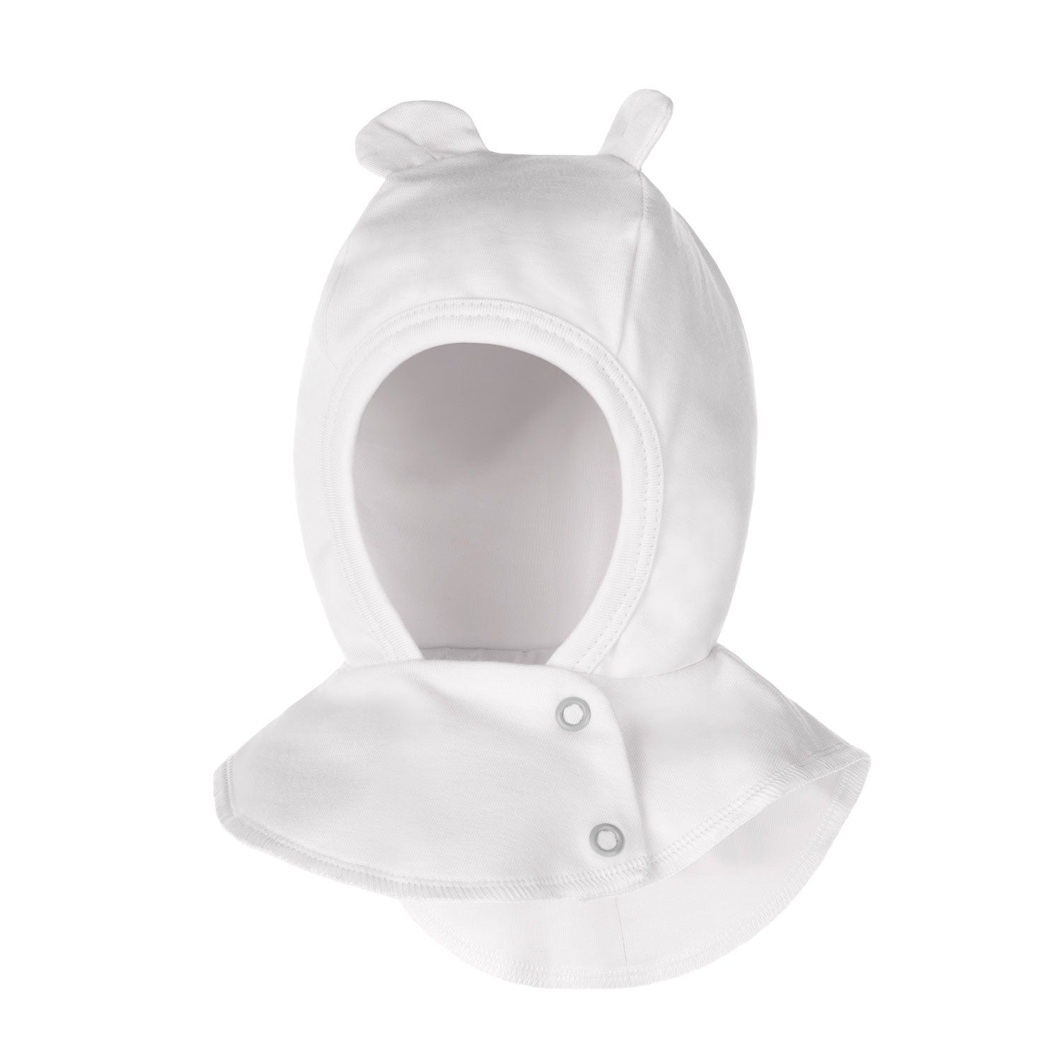 White Double-Layer Cotton Baby Balaclava with Ears