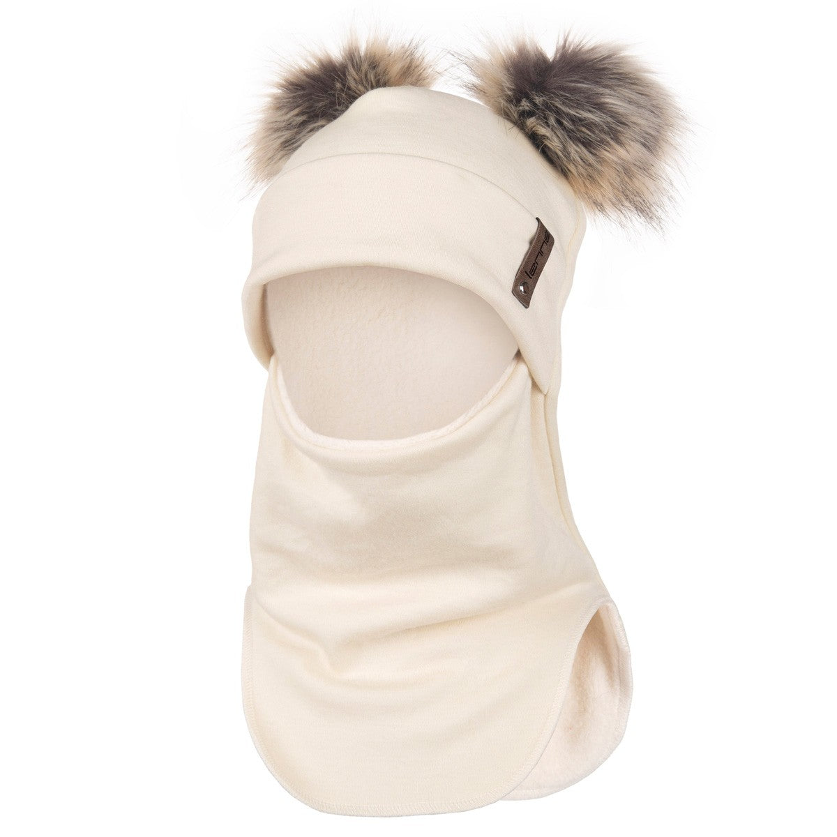 White Merino Wool Double Pom-Pom Balaclava