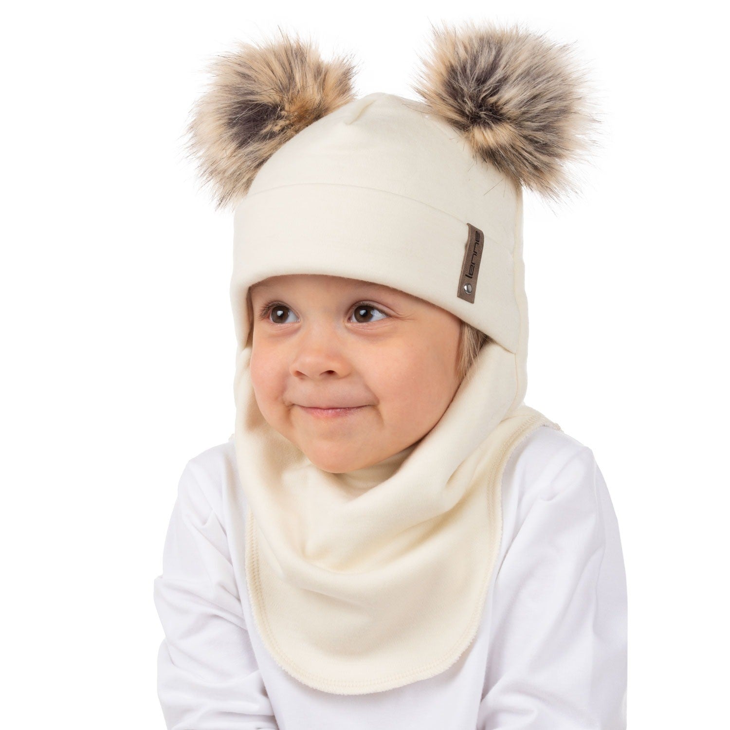 White Merino Wool Double Pom-Pom Balaclava