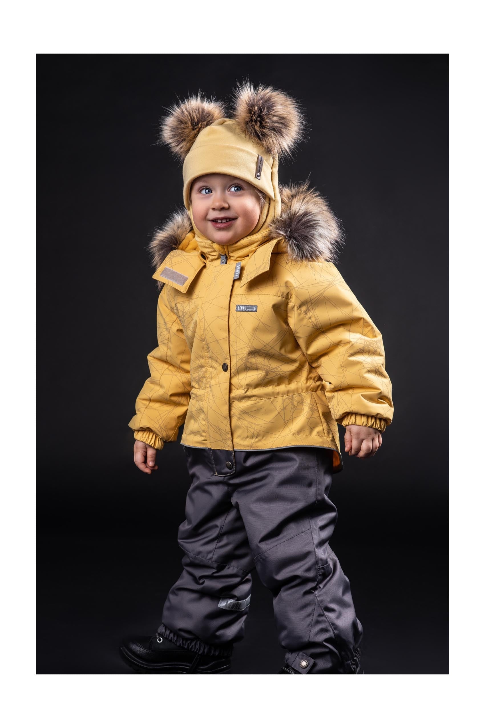 Yellow Merino Wool Double Pom-Pom Balaclava